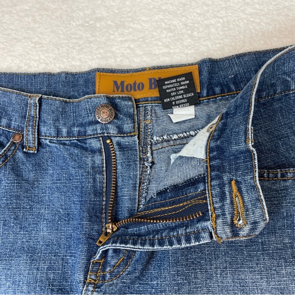 MOTO BLUES Jeans Skirt Split In Front RN 35320 Women's 13/14 Medium Wash Fringe - Picture 11 of 13